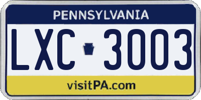 PA license plate LXC3003
