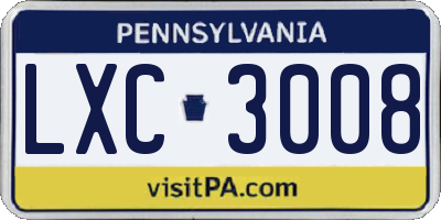 PA license plate LXC3008