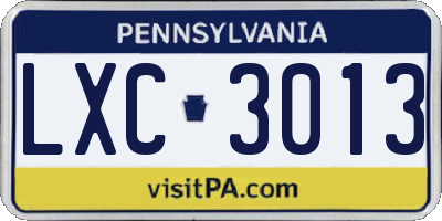 PA license plate LXC3013