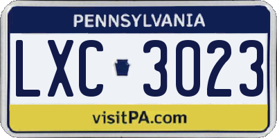 PA license plate LXC3023