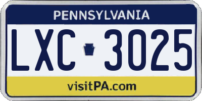 PA license plate LXC3025