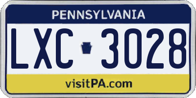 PA license plate LXC3028