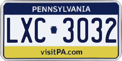 PA license plate LXC3032