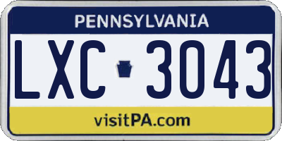 PA license plate LXC3043