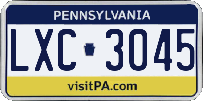 PA license plate LXC3045