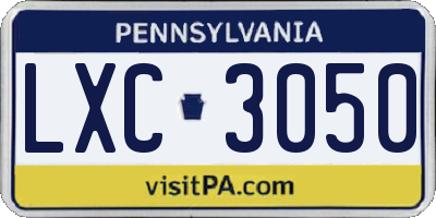 PA license plate LXC3050
