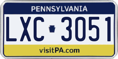 PA license plate LXC3051