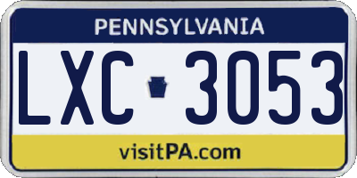 PA license plate LXC3053