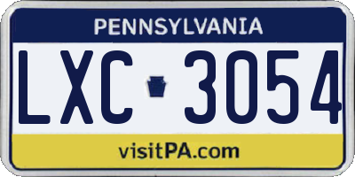 PA license plate LXC3054