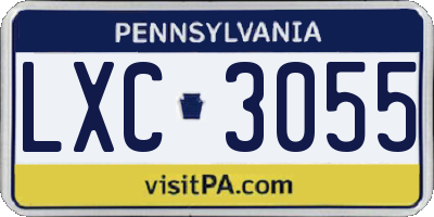PA license plate LXC3055
