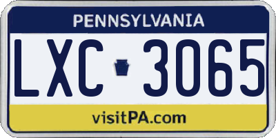 PA license plate LXC3065