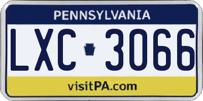 PA license plate LXC3066