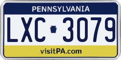 PA license plate LXC3079