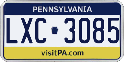 PA license plate LXC3085