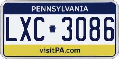 PA license plate LXC3086