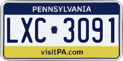 PA license plate LXC3091
