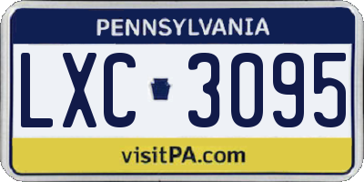 PA license plate LXC3095