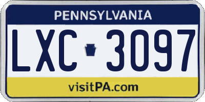 PA license plate LXC3097