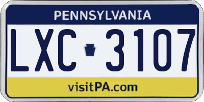 PA license plate LXC3107