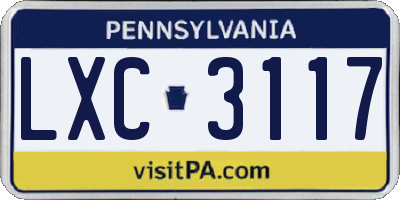 PA license plate LXC3117