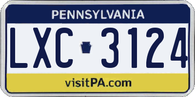 PA license plate LXC3124