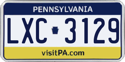 PA license plate LXC3129