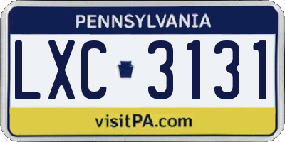 PA license plate LXC3131