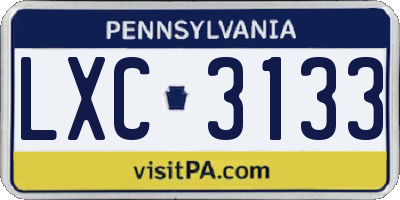 PA license plate LXC3133
