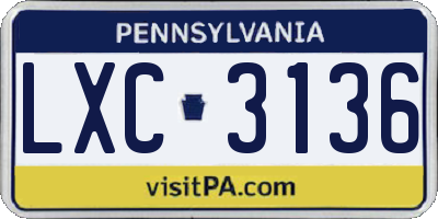 PA license plate LXC3136