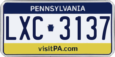 PA license plate LXC3137