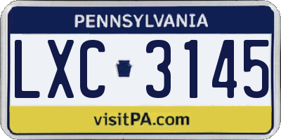 PA license plate LXC3145