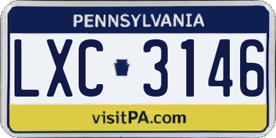 PA license plate LXC3146