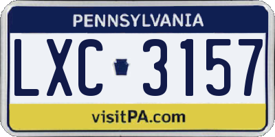 PA license plate LXC3157