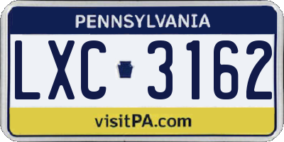 PA license plate LXC3162