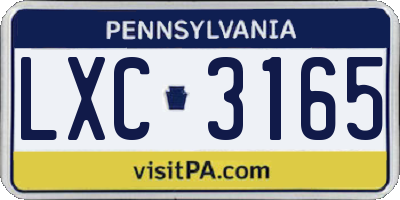 PA license plate LXC3165