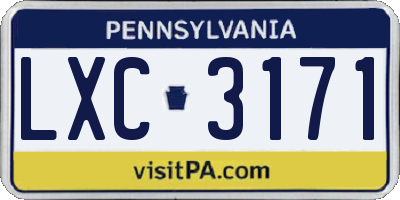 PA license plate LXC3171
