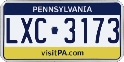 PA license plate LXC3173