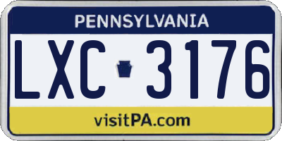 PA license plate LXC3176