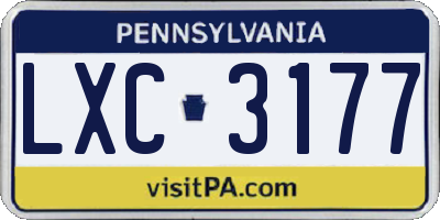 PA license plate LXC3177