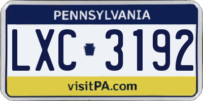 PA license plate LXC3192