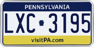PA license plate LXC3195