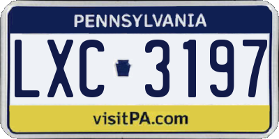 PA license plate LXC3197