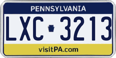PA license plate LXC3213
