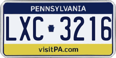 PA license plate LXC3216