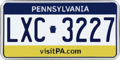 PA license plate LXC3227