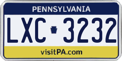 PA license plate LXC3232