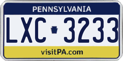 PA license plate LXC3233