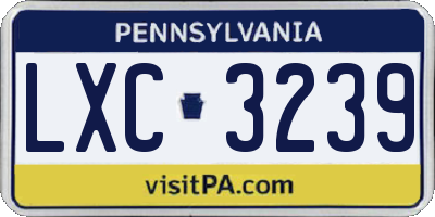 PA license plate LXC3239