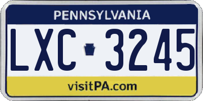 PA license plate LXC3245