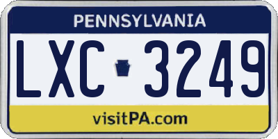 PA license plate LXC3249